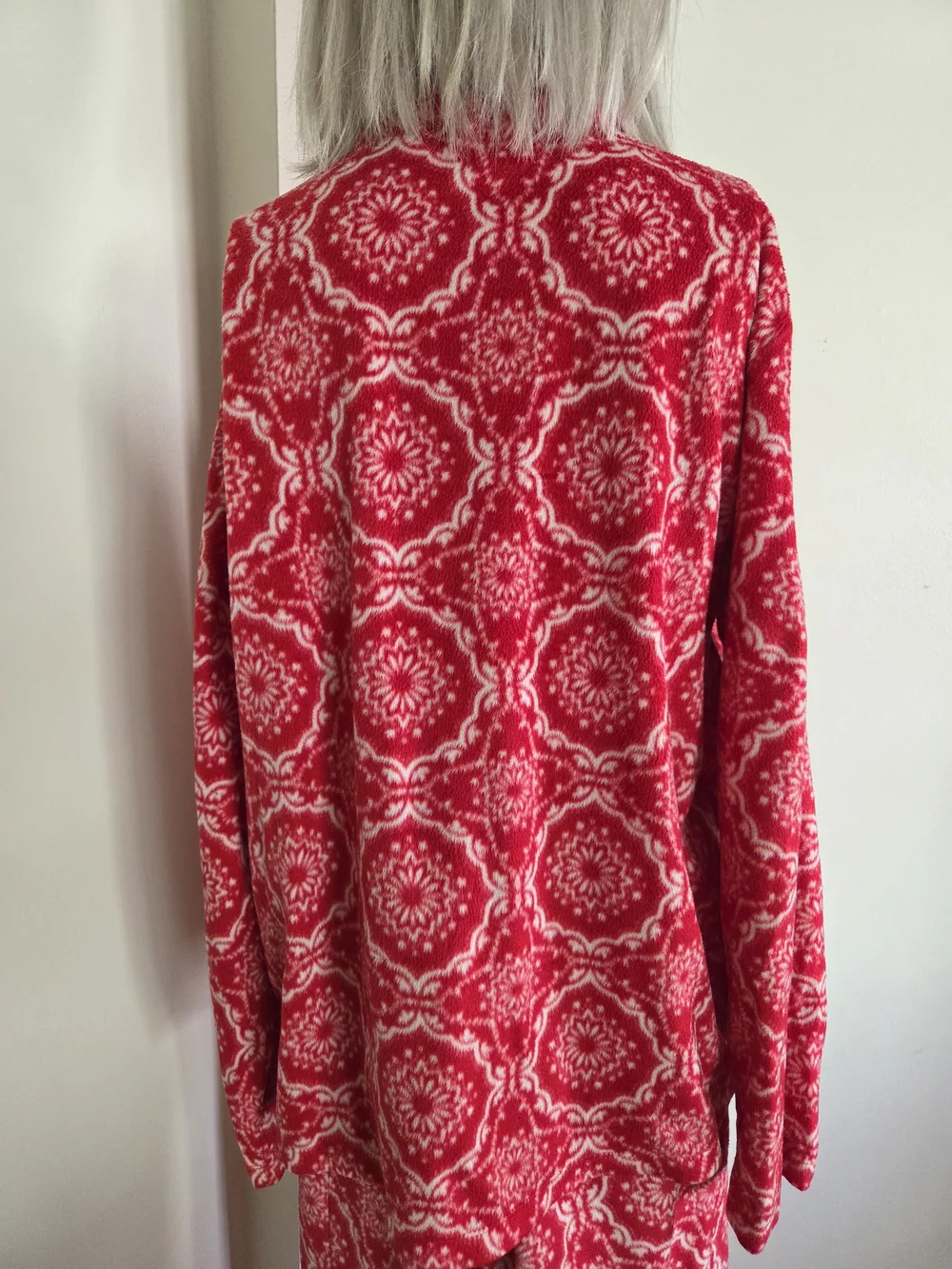 Adonna Womens Red and White Printed Pajama Set Size Large